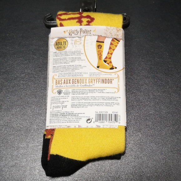 Warner Bros. Harry Potter Gryffindor Knee High Socks Yellow and Black Adult OS - Picture 2 of 2